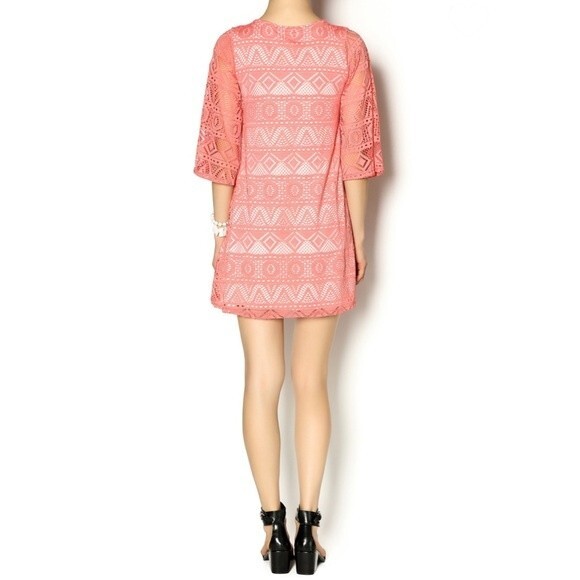 12PM by Mon Ami pink printed lace mini dress size large - Picture 2 of 7